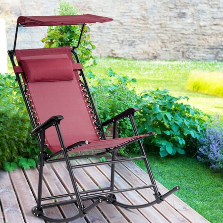 canopy rocking folding rocker porch chair sunshade costway gravity zero furniture