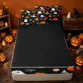 thumbnail image 4 of Erosebridal Halloween Pumpkin Zipper Queen Comforter Set with Fitted Sheet and 2 Pillowcases, Cute Candy Zipper Bedding Set for Boys Girls, Black Orange White, Black Reversible, 4 of 7