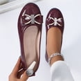 thumbnail image 5 of longantii Women's Casual Flat Loafers Breathable Perforated Round Toe Slip On Shoes with Bow Rhinestone Comfort Wedge Heel Dress Flats for Spring Summer Work, 5 of 6