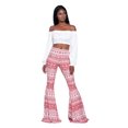 thumbnail image 1 of Pantalones ajustados acampanados de mujer con estampado de moda, pantalones de algodón puro, 1 of 6