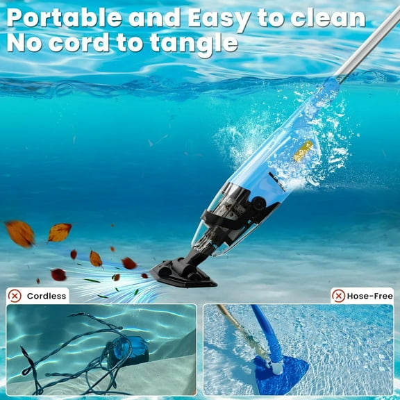 Rechargeable Pool Vacuum Handheld Pool Cleaner Cordless with Telescopic Pole