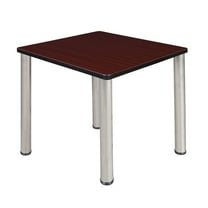Regency 30 in. Small Square Breakroom Table- Mahogany Top, Chrome Legs