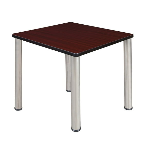 Regency 30 in. Small Square Breakroom Table- Mahogany Top, Chrome Legs