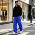 thumbnail image 7 of TQWQT Men's Loose Fit Sweatpants Drawstring Elastic Waist Casual Joggers Streetwear Oversized Wide Leg Pants With Pockets Solid Color Lounge Trousers Athletic Running Bottoms, 7 of 7