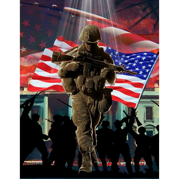 DIY Diamond Painting Kits for Adults American brave soldier Beginners Painting Set Round Full Drill Craft Diamond Art Painting Canvas Supply for Home Art Wall Decor