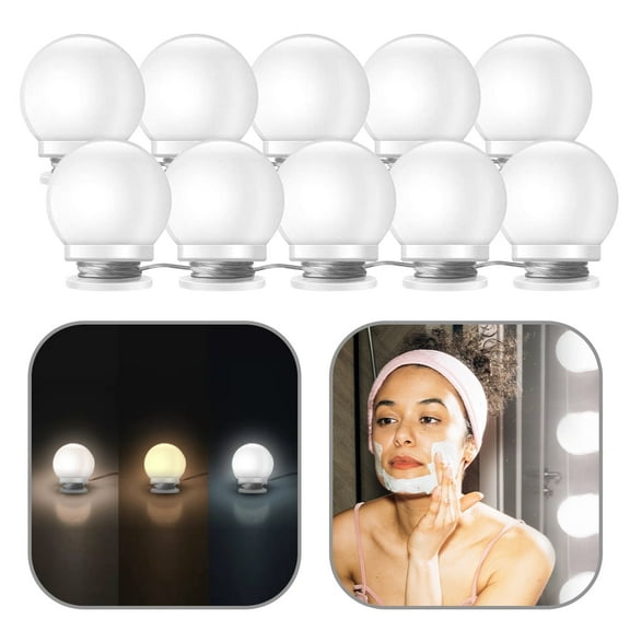QiShi Hollywood Vanity Mirror Light Kit - Dimmable LED Stick-On Makeup Light with Bulbs for Bathroom or Bedroom Decor