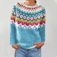 thumbnail image 4 of Frostluinai Chandails en Tricot à Blocs de Couleur pour Femmes Manches Longues Motif Fair Isle Chandail Col Rond Chandails Vintage Chandails Raglan d'Automne, 4 of 7