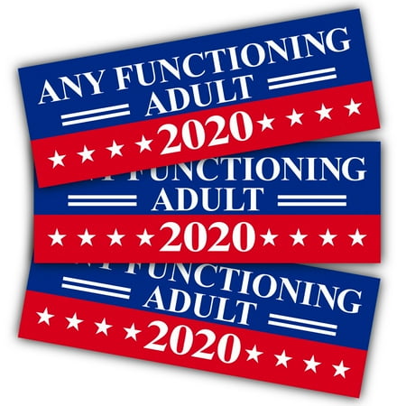 New Car Sticker Decal ANLEY 9 X 3 inch Any Functioning Adult 2020 Decal - Car and Truck Reflective Bumper Stickers - 2020 United States Presidential Election (3 Pack) ()