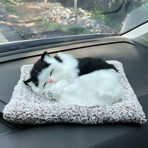 10.6'' Simulation Pet Cat, Breathing Sleeping Cat with Mat, Plush Lifelike Pet Toy, Birthday Christmas Gift for Kids, Stuffed Kitty Animals Decoration for Home Office Car