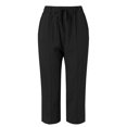 thumbnail image 3 of yunLCZ Women's Straight Leg Pants High Wa High Waist Linen Capris For Women Drawstring Elastic Waist Harem Pant Basic Lightweight Linen Pant, 3 of 4