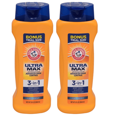 Arm & Hammer Ultra Max Cool Water Scent 3 in 1 Body Wash, Shampoo (2 Pack)