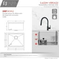thumbnail image 4 of Stylish Undermount 22” Stainless Steel Single Bowl Workstation Kitchen Sink with 3 accs S-622W, 4 of 16