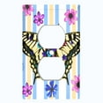 thumbnail image 2 of Metal Light Switch Plate Cover Unique Floral Butterfly Yellow Blue Stripes BUT006, 2 of 13