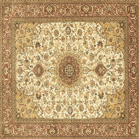 Ahgly Company Indoor Square Medallion Brown Traditional Area Rugs, 8' Square