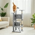 thumbnail image 4 of edx 54'' Cat Tree Tower for Indoor Cats, Multi-Level Pet Furniture with Sisal Scratching Post, Large Condo, Climbing Ladder, Kitten Toy, Light Gray, 4 of 8