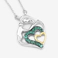 thumbnail image 3 of Fine Color Jewels Emerald Mom Pendant Necklace 925 Sterling Silver Two Tone Plated 0.24 Ct Cable Chain Women’s, 3 of 9