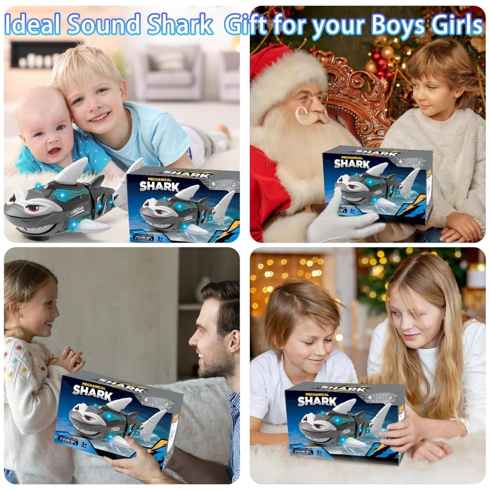 Raistyw Crawling Shark Toys Electric Mechanical Shark Toy with Lights and Musical for Boys 3 4 5 Year Old Birthdays Gifts
