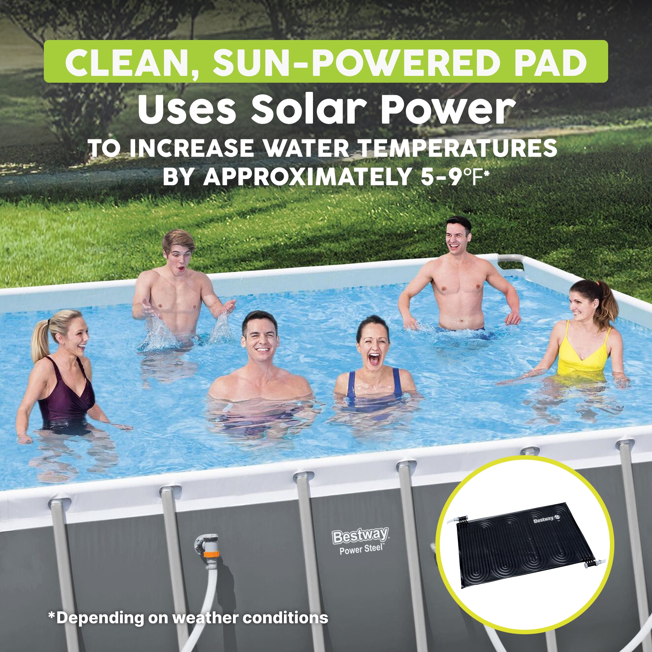 Flowclear 43" x 67" Solar Powered Rectangular Pool Heating Pad for Above Ground Pools