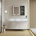 thumbnail image 7 of Wall Mount Salon Station Barber Cabinet with Drawers, Glass Top, Hair Styling Storage Table, White, 7 of 7