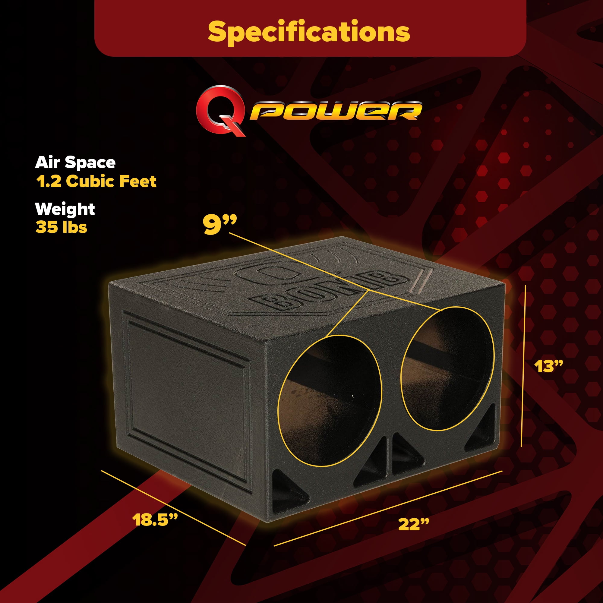 QPower QBOMB10TB Dual 10 Inch Triangle Ported Subwoofer Box w