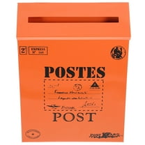 Soimiss Retro Style Wall Mount Mailbox Orange Iron Suggestion Box for Home