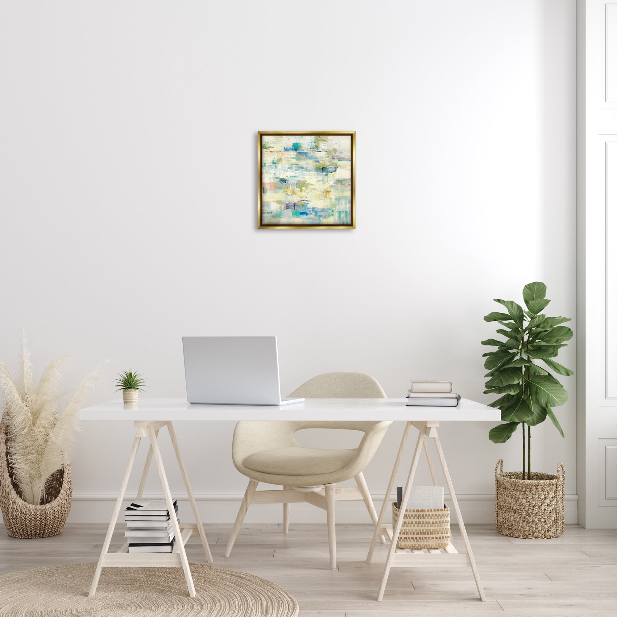 Stupell Industries Fluid Abstract Pattern Abstract Painting Gold Floater Framed Canvas Art Print Wall Art, 18 x 18