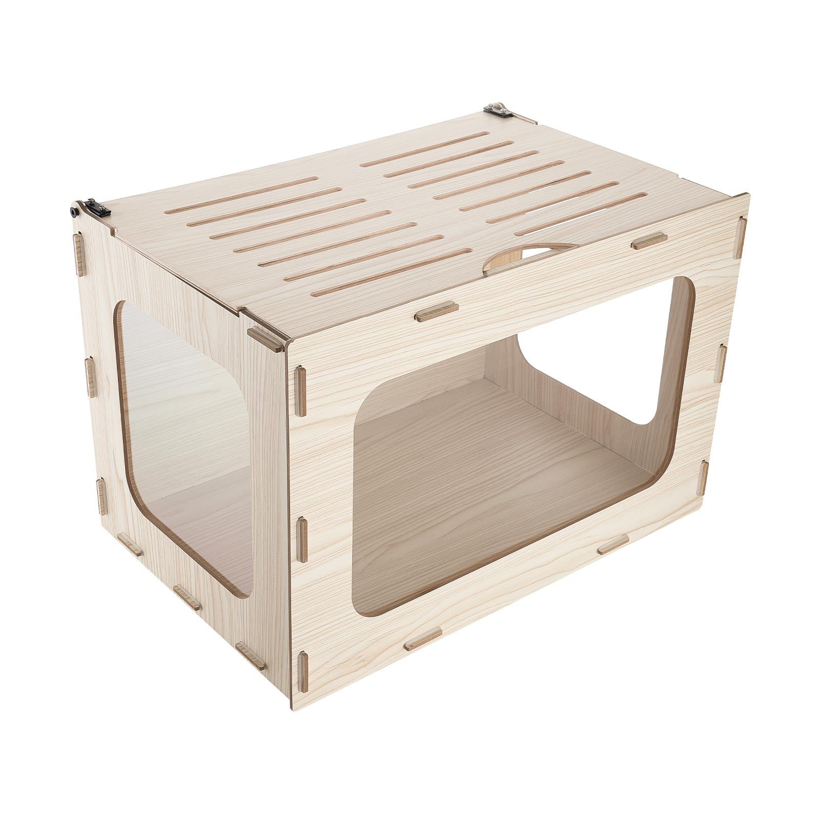 KFFKFF Wooden Hamster Cage 23.8"x15.9"x15.9" with 270° Clear Viewing, Durable Small Animal Habitat with Openable Top, Spacious Wooden Enclosure for Hamsters, Guinea Pigs, and Gerbils