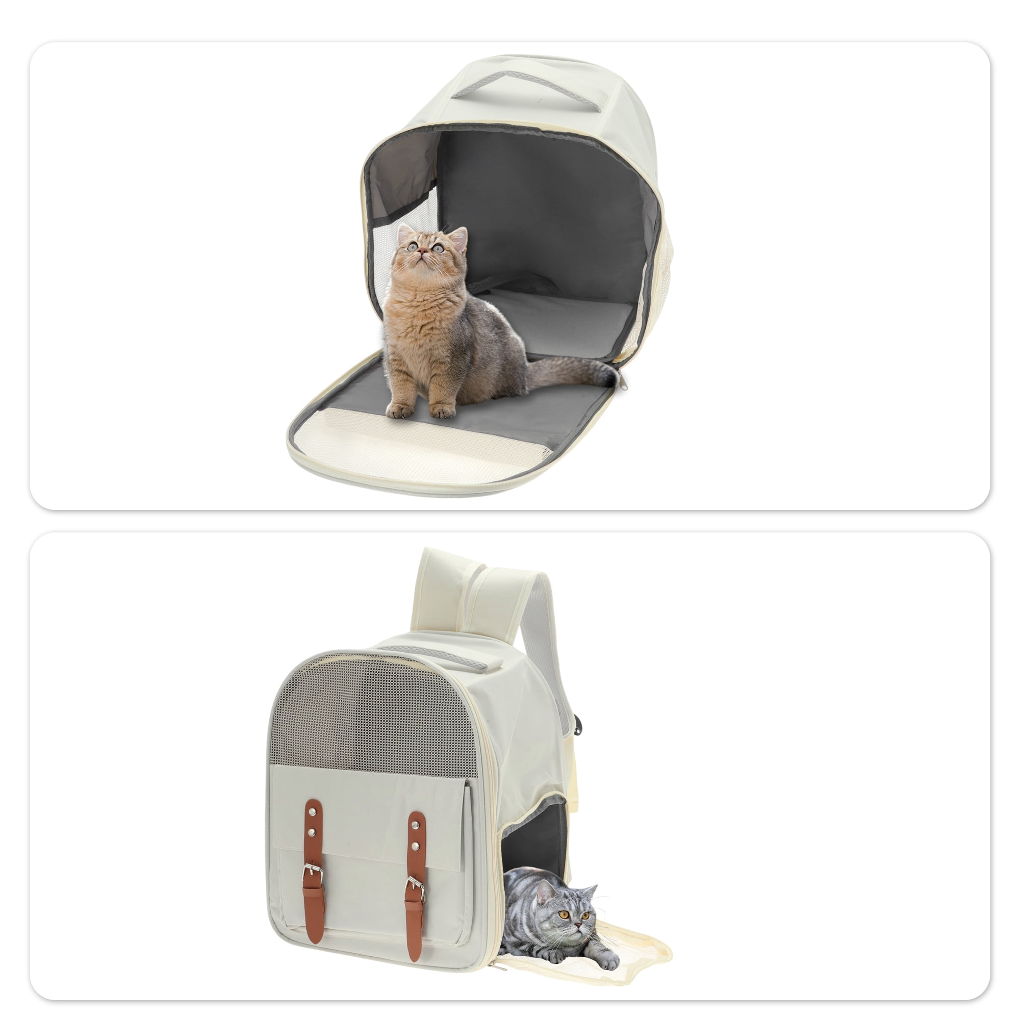 Unique Bargains Pet Backpack for Cats and Small Dogs Breathable Carrier Beige