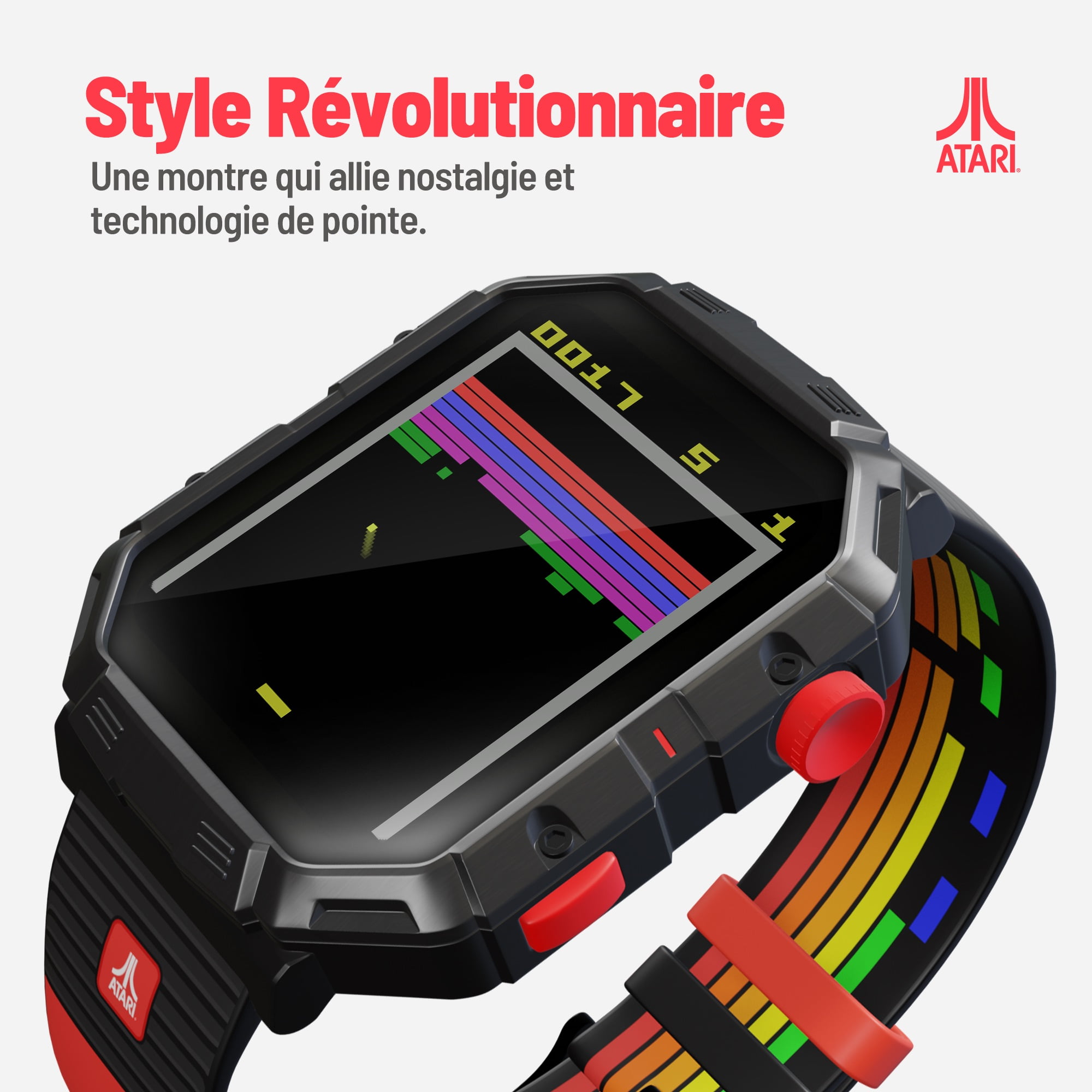 Atari 2600™ My Play Watch – Retro Gaming Smartwatch with Selective Tech, Non-Connected, Built-in Centipede™, Pong™, Missile Command™, Super Breakout™, Fitness Tracker
