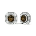 thumbnail image 1 of 6mm Rond Fumé Quartz Hexagone Minimal Femmes Mariage Stud Boucles d'Oreilles 925 Argent Sterling, 1 of 3