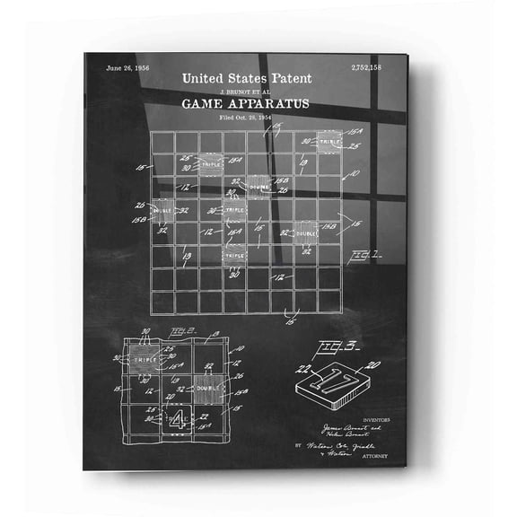 Epic Art 'Game Apparatus Blueprint Patent Chalkboard' Acrylic Glass Wall Art, 12"x16"