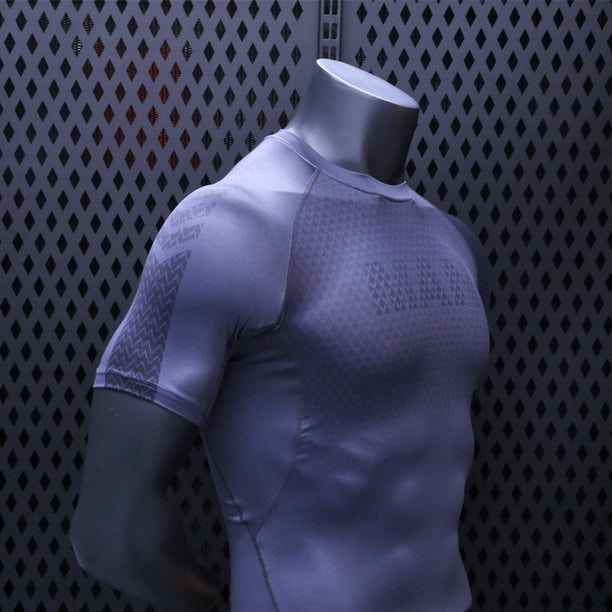 Mallas de moda de alta elasticidad de manga corta para hombre, ropa deportiva de secado rápido, ropa deportiva para entrenamiento muscular, ropa transpirable para correr