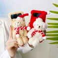 thumbnail image 3 of Feishell for Samsung Galaxy Z Flip 4 Case,Stylish 3D Plush Lovely Christmas Xmas Bear Design Cartoon Winter Gift Warm Fluffy Furry for Girls Women Shockproof Hybrid TPU Slim Fit Back Cover.Red, 3 of 10