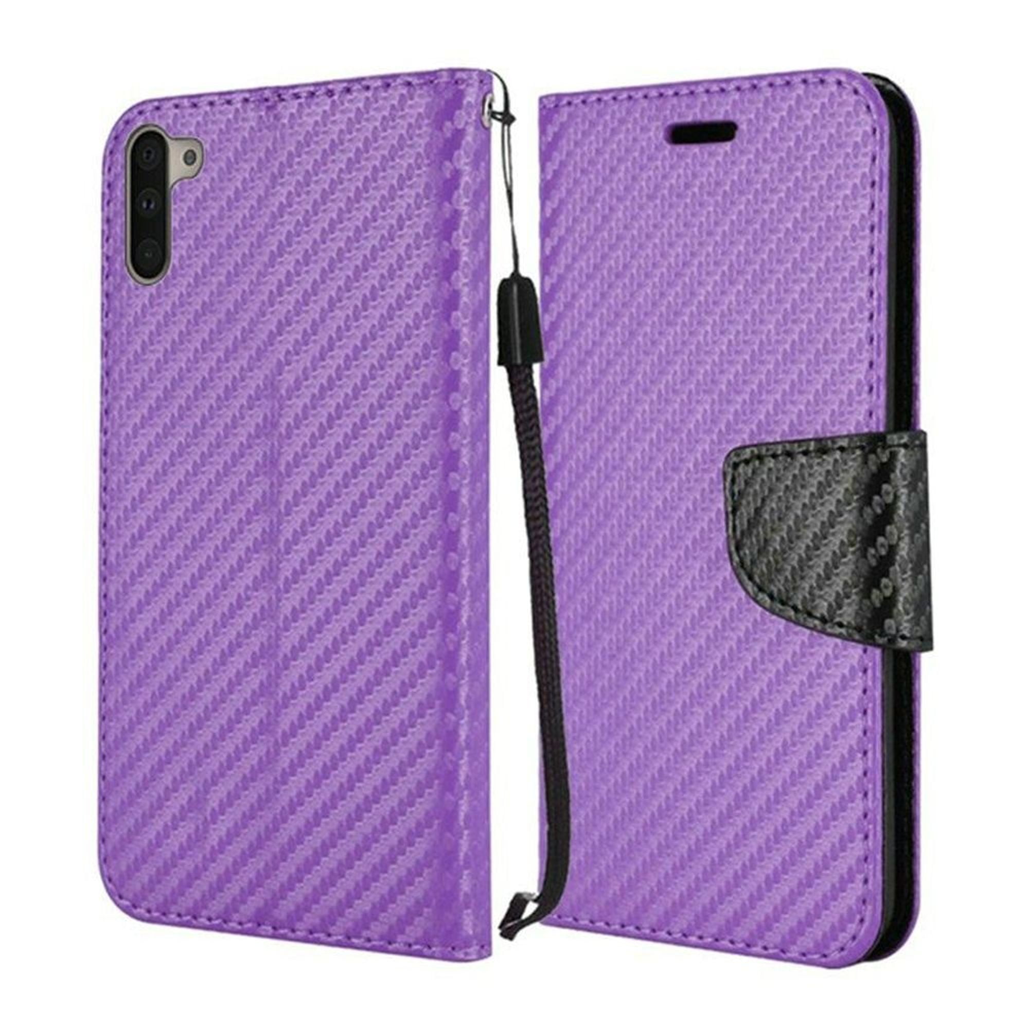 For Samsung Galaxy Note 10 Case, by Insten Carbon Fiber Folio Flip