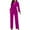 Hot Pink, variant on WREESH Womens Business Casual Jumpsuit Fall Fashion V-Neck Pocket Button Long Sleeve Tie Jumpsuit Black