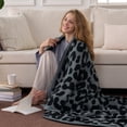thumbnail image 2 of Joyfy Black Grey Leopard Knitted Throw Blanket 50x60 Inches, Cozy Soft Throw for Couch, Bed, Sofa - Cute Aesthetic Room Decor and Gift for Women, Mom, Girls, Mothers Birthday, 2 of 9