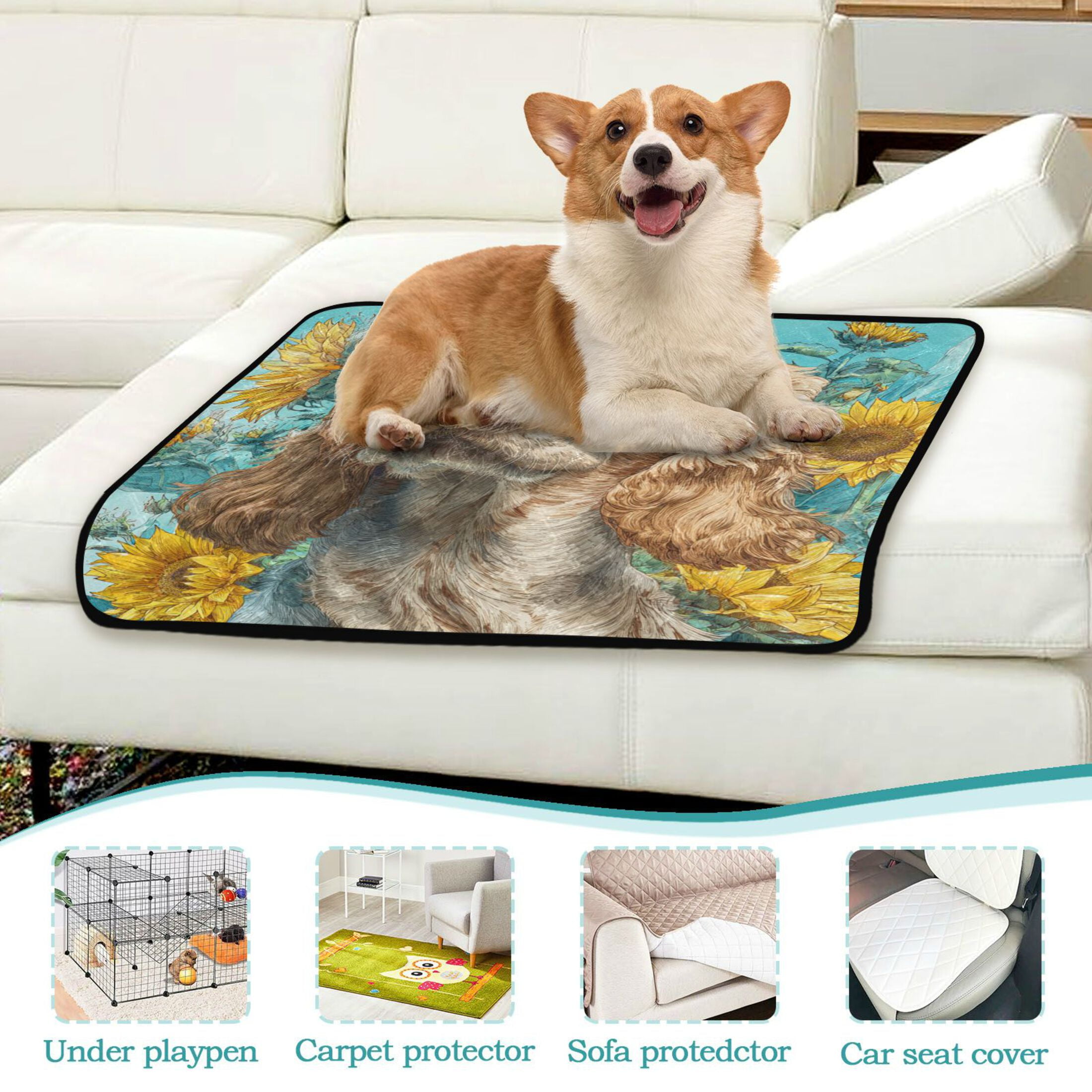 Qxltty Cocker Spaniel Dog Cat litter Pads Pet Set of 3 Diaper Mats Center Anti-leakage Layer Absorbent Soft and Comfortable