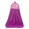 thumbnail image 1 of pitrice Hand Towel Coral Velvet Dishcloth Hanging Washing Cloth Towel Bathroom Kitchen Accessory Pattern Random, Purple, 1 of 8