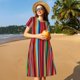 thumbnail image 4 of Disketp Mexican Serape Blanket Stripes para Vestido de Manga Corta para Mujeres, Vestidos de Verano para Mujeres, Casual y Holgado para la Playa, 4 of 6