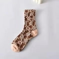 thumbnail image 5 of Xiao Hua 5 pares de calcetines florales para mujer, calcetines de algodón con rayas nórdicas y flores, calcetines retro bonitos y dulces con flores para niñas 5-c, 5 of 5