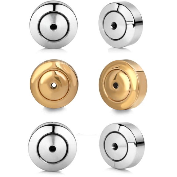 Earring Backs,6PCS Dics Earring Backs for Studs, Droopy Ears, Heavy Earrings, Secure Pierced Locking Earring Lifters Replacements in White Gold and 18K Gold, Large Heavy Earring Support Backs