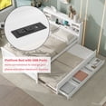 thumbnail image 6 of Bellemave Full Size Captain Bed with Storage Bookcase Headboard and USB Charging Ports Storage Platform Bed with Trundle and Drawers Wooden Bed Frame for Teens, Adult (Full, White), 6 of 10