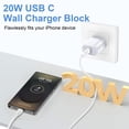 thumbnail image 3 of Type C Charger Block Fast Charging, PD 20W USB C Wall Charger with Type C to C Cable 6FT, USB C Charger Fast Charging Type C Brick Cube Charger Adapter Compatible for iPhone Samsung Android, White, 3 of 7