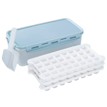 

IMSHIE Soft Bottom Silicone Ice Tray Frozen Ice Cube Cold Drink Mold with Lid Home Refrigerator Freezer 2.8L Ice Box with 3 Layers of 96 Compartments