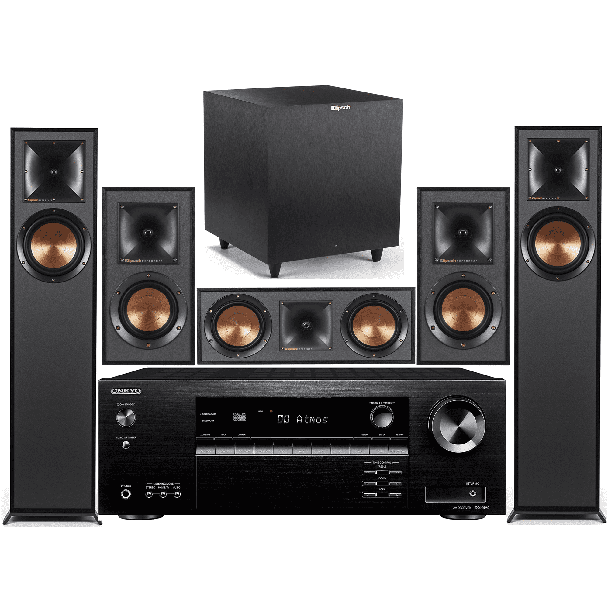 Onkyo 7.2 Channel Wireless Bluetooth 4K 3D A/V Receiver with Klipsch Multimedia Speaker System