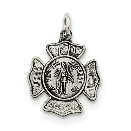 Sterling Silver Engravable Saint Florian Badge Medal