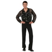Men's Black Sequin Disco Shirt