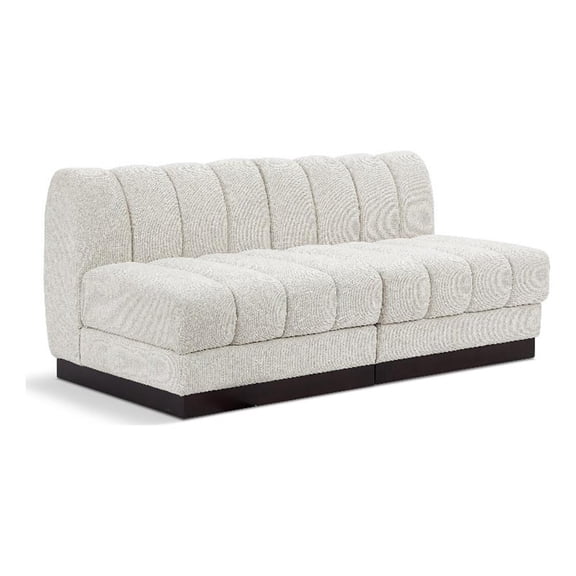 Meridian Furniture Quinn 64" 2-Piece Contemporary Fabric Modular Sofa in Cream
