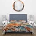 thumbnail image 3 of Designart "Orange Teal botanic Whirlwind I" Abstract Bedding Covert Set - Abstract Botanicals Orange Modern Bed Set With 2 Shams, 3 of 6