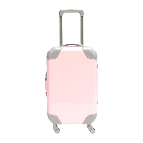 Maleta de accesorios para muñecas de niña, mini maleta de viaje, almacenamiento compacto para muñecas en miniatura rosa